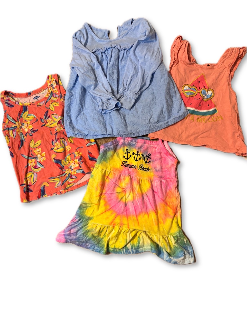 Girls Tie Dye Dress, Two Tank Tops, Long Sleeve Top